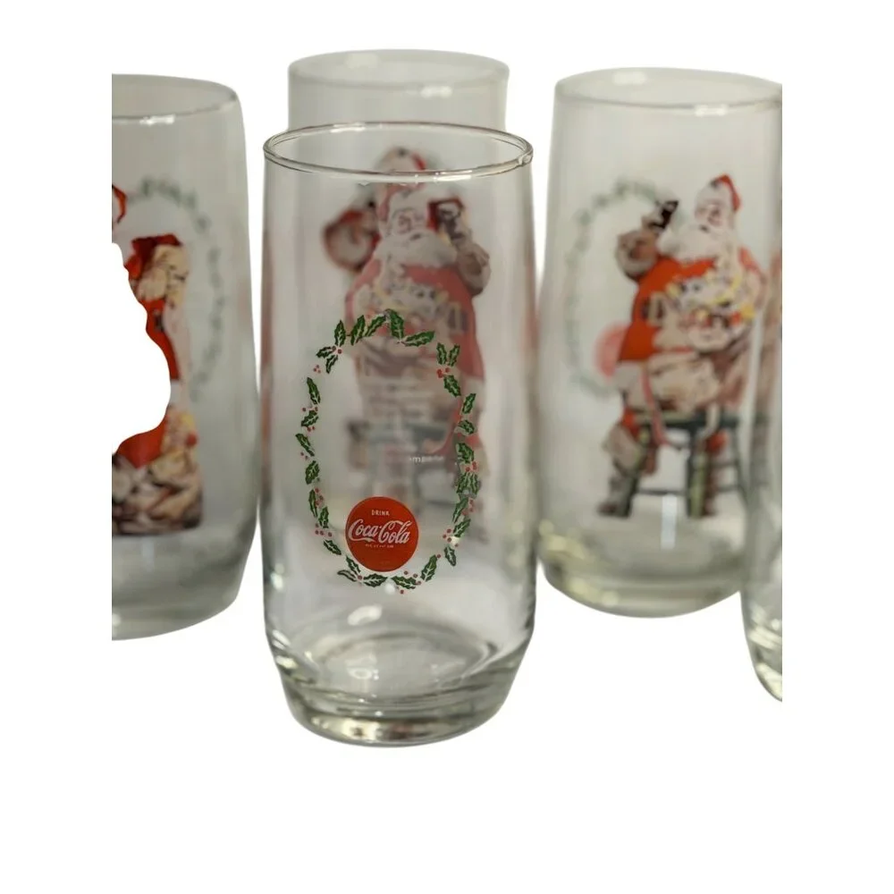 VTG Coca-Cola Christmas Haddon Sundblom Santa Glasses Series 2 Set of 6 Tumblers